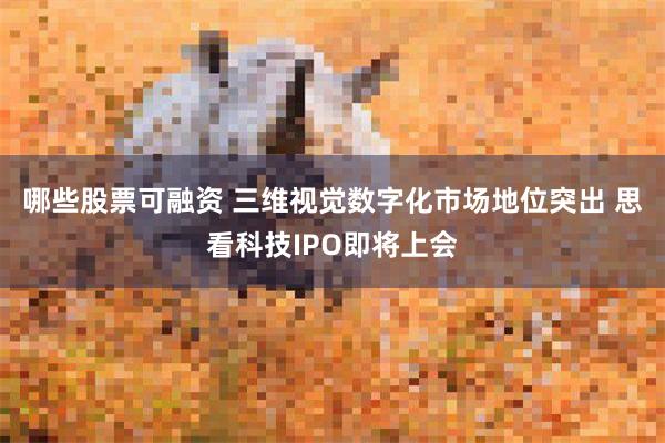 哪些股票可融资 三维视觉数字化市场地位突出 思看科技IPO即将上会