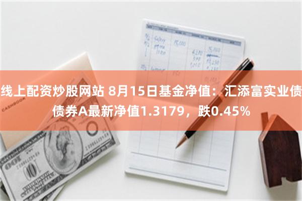 线上配资炒股网站 8月15日基金净值：汇添富实业债债券A最新净值1.3179，跌0.45%