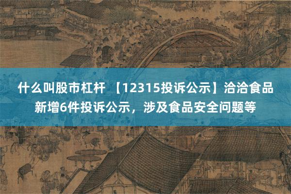 什么叫股市杠杆 【12315投诉公示】洽洽食品新增6件投诉公示，涉及食品安全问题