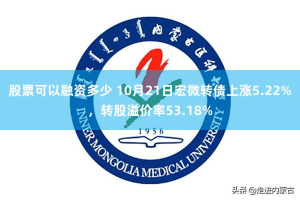 股票可以融资多少 10月21日宏微转债上涨5.22%，转股溢价率53.18%