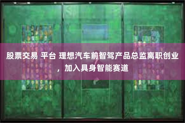 股票交易 平台 理想汽车前智驾产品总监离职创业，加入具身智能赛道