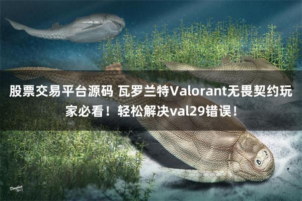 股票交易平台源码 瓦罗兰特Valorant无畏契约玩家必看！轻松解决val29错